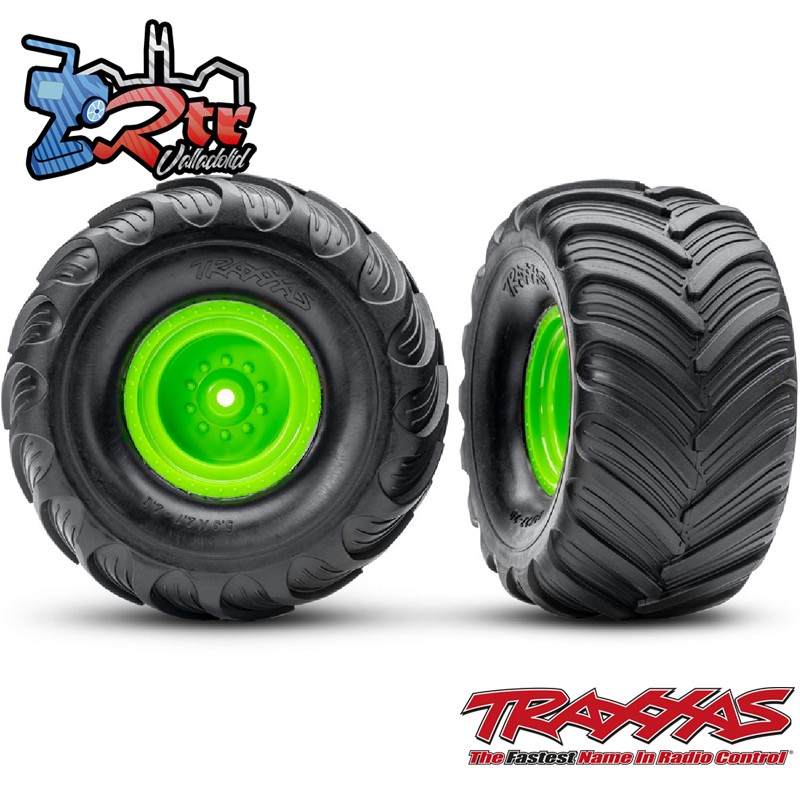 Ruedas Traxxas Groove ensambladas verde 1/10 12mm TRA3663-GRN