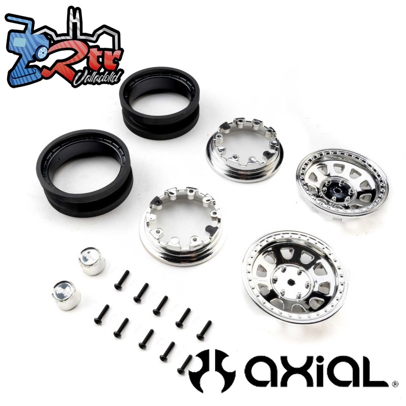 Llantas Raceline Daytona Beadlock Cromo de 1.9 pulgadas Axial AXI-3872