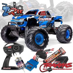 Traxxas Stampede HD 2wd Escobillas XL-5 Monster Truck 1/10 RTR Azul Bateria y Cargador Incluido