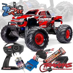 Traxxas Stampede HD 2wd Escobillas XL-5 Monster Truck 1/10 RTR Rojo Bateria y Cargador Incluido