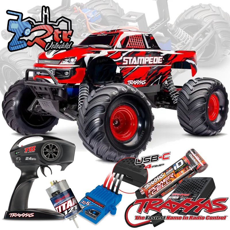 Traxxas Stampede HD 2wd Escobillas XL-5 Monster Truck 1/10 RTR Rojo Bateria y Cargador Incluido
