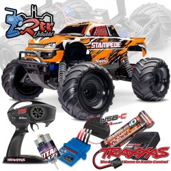 Traxxas Stampede HD 2wd Escobillas XL-5 Monster Truck 1/10 RTR Naranja Bateria y Cargador Incluido