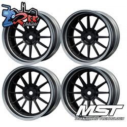 Llantas MST Mate Plata Mate Negro FS-FBK 21Drift MST Outset Variable ( 4 Unidades) MST102091FBK