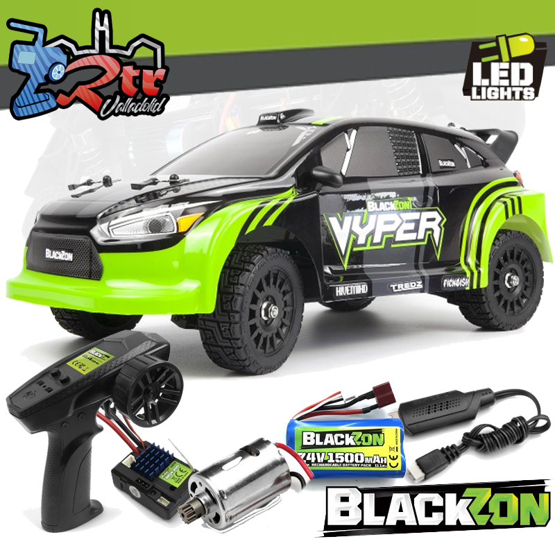 Blackzon Rally Vyper RX 1/-16 4WD Escobillas - Verde