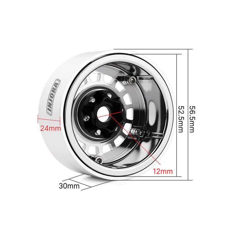 Llantas Injora 1.9 beadlock CNC Aluminum Multi-spoke 73gr c/u W1902 (4 Unidades) Cromo