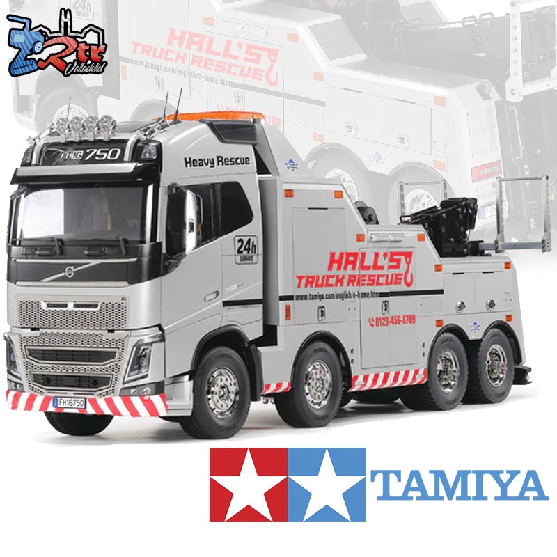 Camión Tamiya Scania Volvo FH16 Globetrotter 750 8x4 Kit 1/14 Pintado Plata