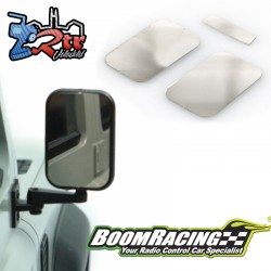 Espejos retrovisores laterales y traseros de acero inoxidable con acabado de espejo para Land Rover D130 BoomRacing