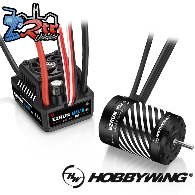 Hobbywing Ezrun MAX10 G2S 80A Combo 3652SD-5400kV-G3 con eje de 3.175 mm