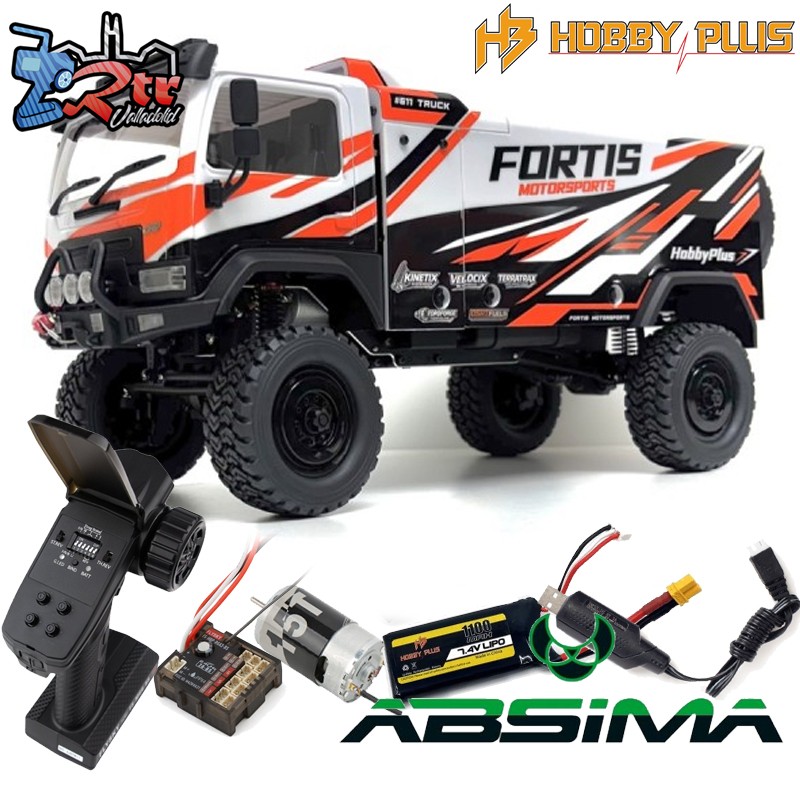 Crawler 1/18 Rally camion DKR-4 4wd Fortis RTR Naranja Escobillas