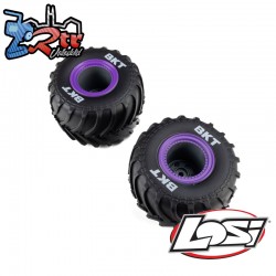 Losi MT Tires  Purple Beadlock  Pre-Mounted (2): Mini LMT