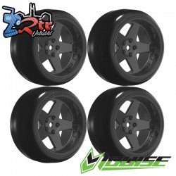 Ruedas con llanta 5 radios Drift outset ajustable 1/10 12mm 4 Unidades Negro
