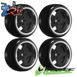 Ruedas con llanta 5 radios Drift outset ajustable 1/10 12mm 4 Unidades negro y plata