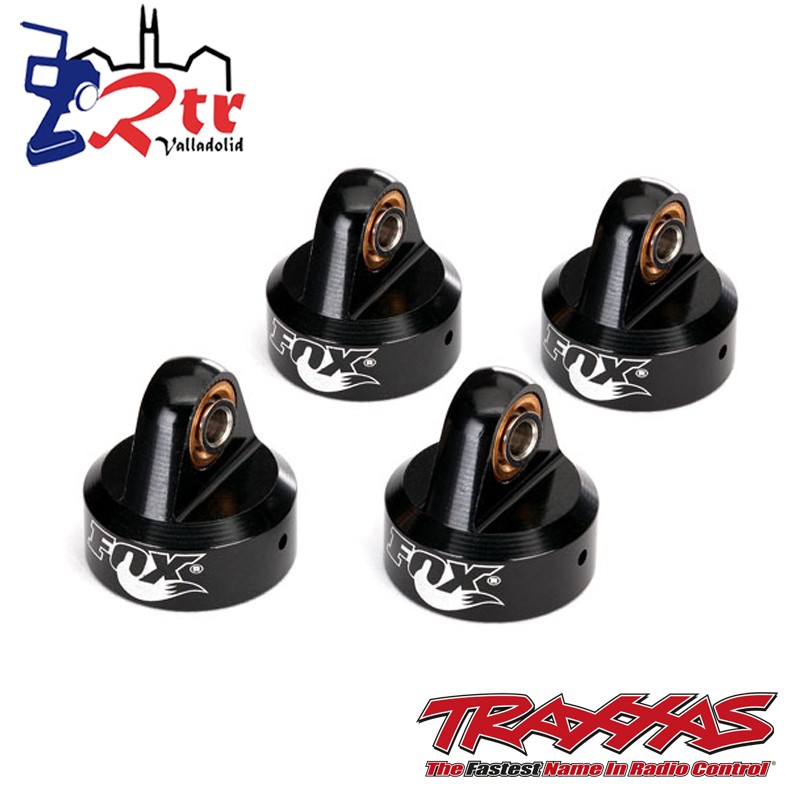Tapones de choque, aluminio anodizado negro, Fox Shocks 4 Und Traxxas TRA8456