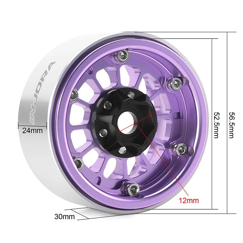 Llantas Injora 1.9 beadlock Turbine Deep Dish 81.6gr c/u W1915 (4 Unidades) Purpura