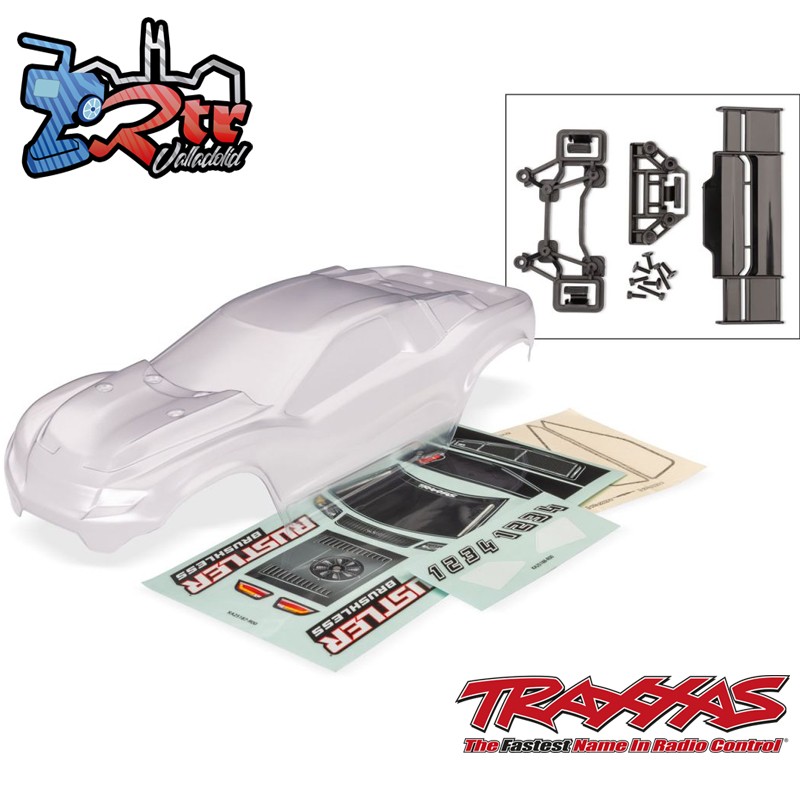 Carrocería transparente sin clips para Rustler 2WD Traxxas TRA3780