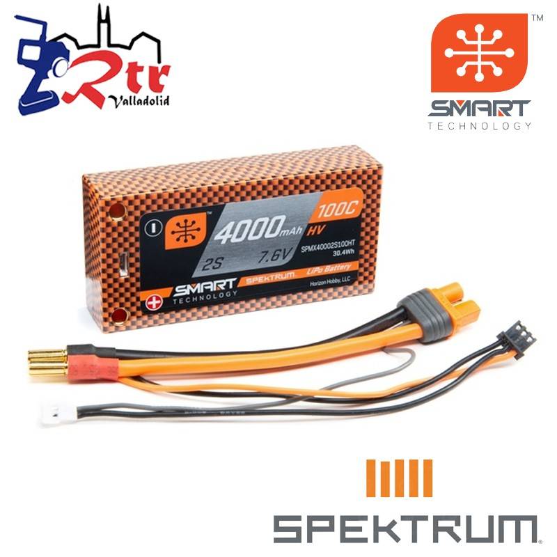 Spektrum SMART LiPo 4000mAh 7.4V 2S 100C Caja Dura Shorty IC3
