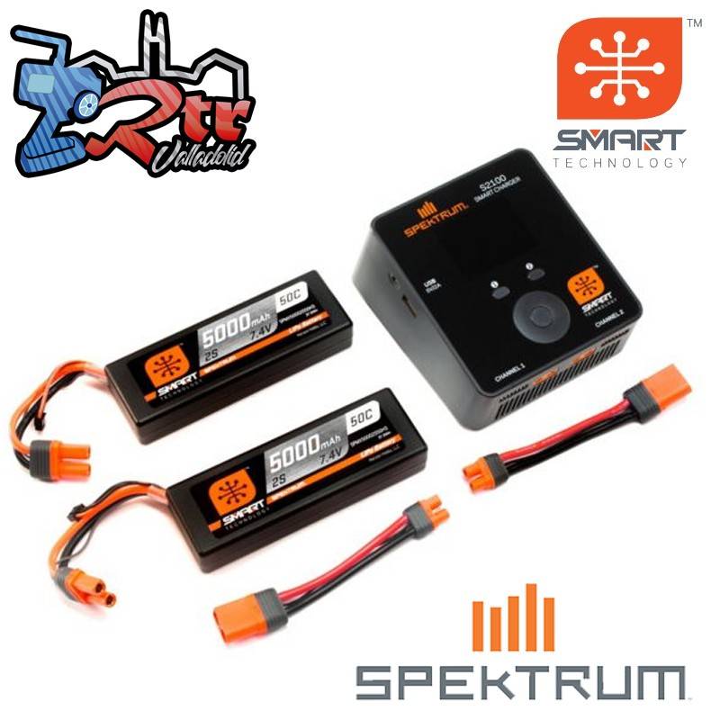 Combo Spektrum SMART LiPo 5000mAh 50C 11.1V 2S x 2 Caja Dura IC5