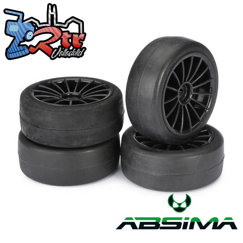 Ruedas de Carretera Absima 15 Spoke/Slick Negro 12 mm 1/10