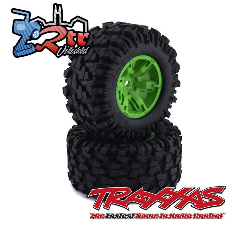 Ruedas TRAXXAS X-Maxx pegadas Ensambladas Verde TRA7772G