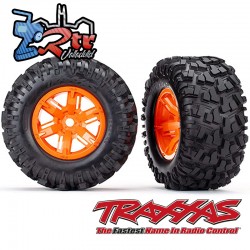 Ruedas TRAXXAS X-Maxx pegadas Ensambladas Naranjas  TRA7772T
