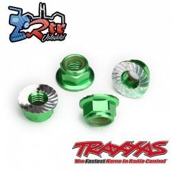 Tuerca de seguridad 5mm dentada Aluminio Verde Traxxas TRA8447G