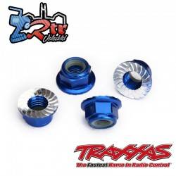 Tuerca de seguridad 5mm dentada Aluminio Azul de Traxxas TRA8447X