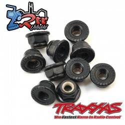 Tuercas bloqueo de nailon con pestaña de 4mm dentado 10 Unidades Traxxas TRA8347