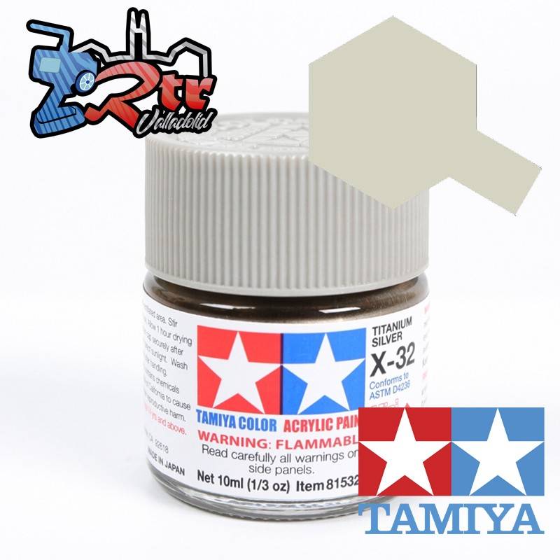 X-32 Pintura Acrílica Titanio Plateado Brillante Translucido 10Ml Tamiya