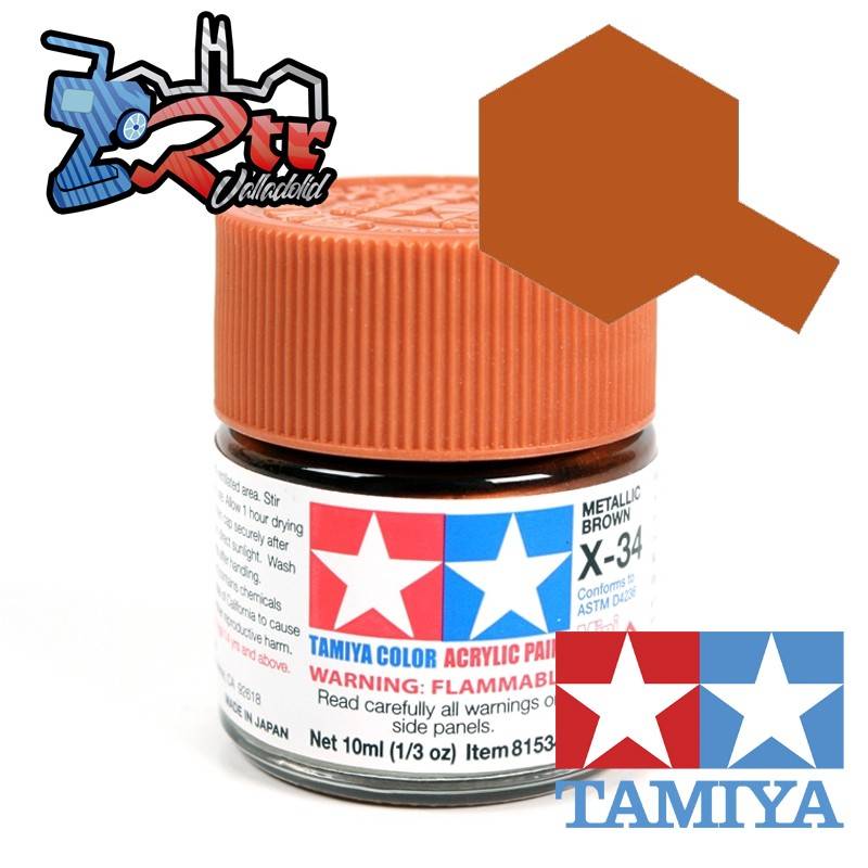 X-34 Pintura Acrílica Marrón metálico Brillante Translucido 10Ml Tamiya