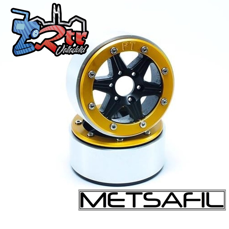 Llantas Metsafil 1.9 beadlock PT-Sixstar Negro/Oro (2 Unidades)