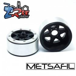 Llantas Metsafil 1.9 beadlock PT-Sixstar Negro/Plata (2 Unidades)