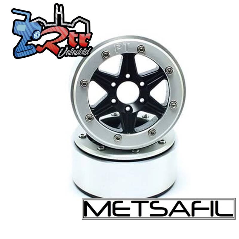 Llantas Metsafil 1.9 beadlock PT-Sixstar Negro/Plata (2 Unidades)