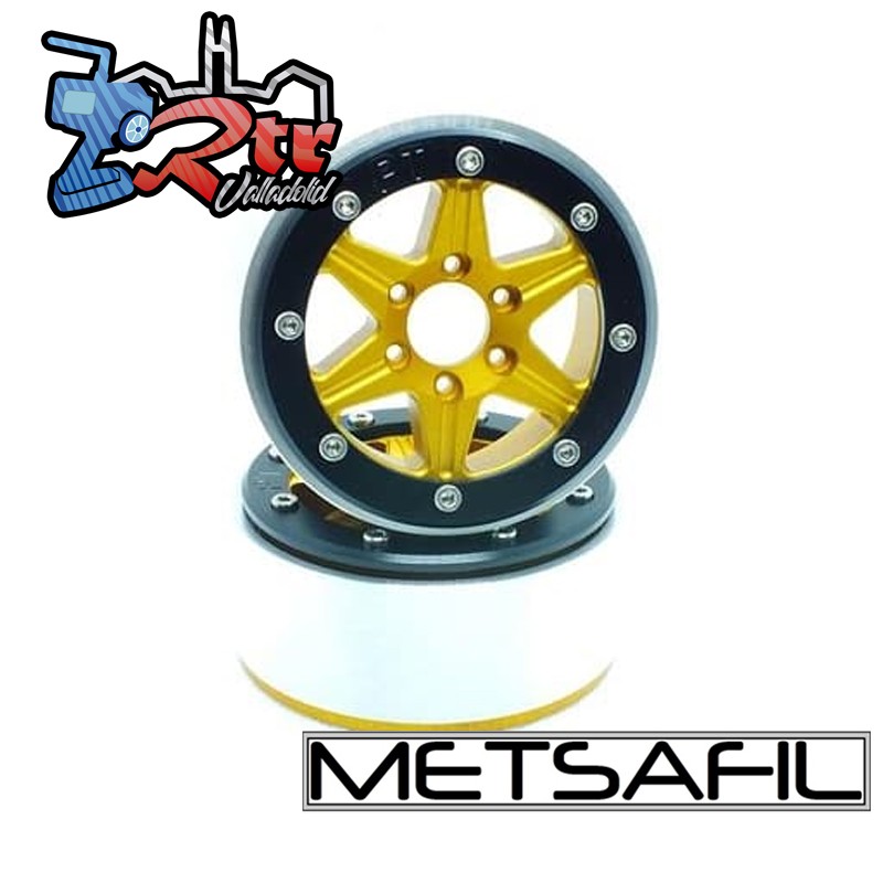 Llantas Metsafil 1.9 beadlock PT-Sixstar Oro/Negro (2 Unidades)