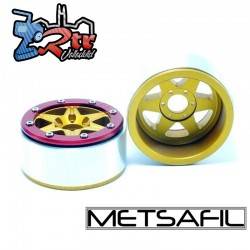Llantas Metsafil 1.9 beadlock PT-Sixstar Oro/Rojo (2 Unidades)