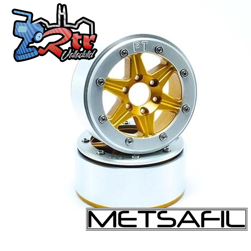 Llantas Metsafil 1.9 beadlock PT-Sixstar Oro/Plata (2 Unidades)