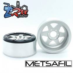 Llantas Metsafil 1.9 beadlock PT-Sixstar Plata/Negro (2 Unidades)