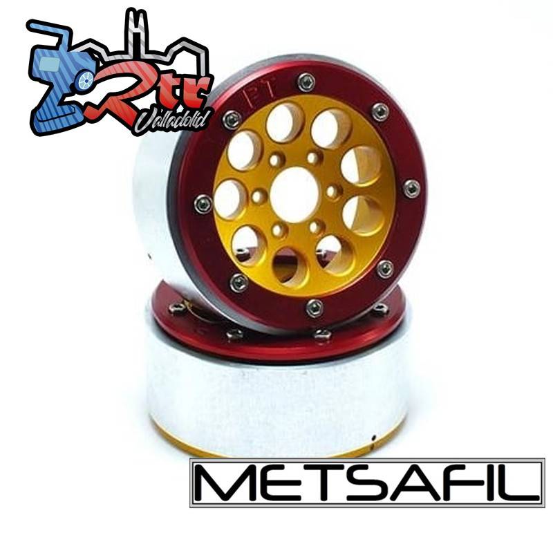 Llantas Metsafil 1.9 beadlock PT-Gum Oro/Rojo (2 Unidades)