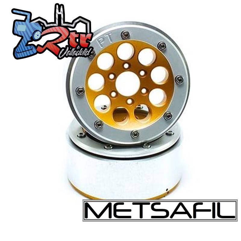 Llantas Metsafil 1.9 beadlock PT-Gum Oro/Plata (2 Unidades)
