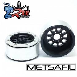 Llantas Metsafil 1.9 beadlock PT-Gear Negro/Plata (2 Unidades)