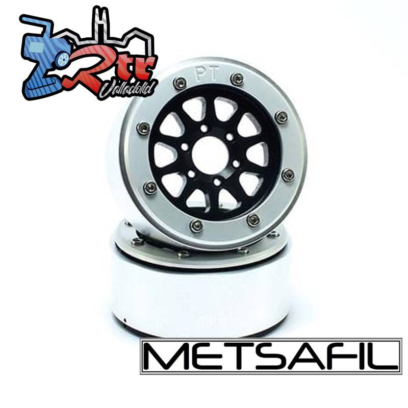 Llantas Metsafil 1.9 beadlock PT-Gear Negro/Plata (2 Unidades)