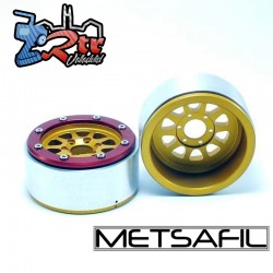 Llantas Metsafil 1.9 beadlock PT-Gear Oro/Rojo (2 Unidades)