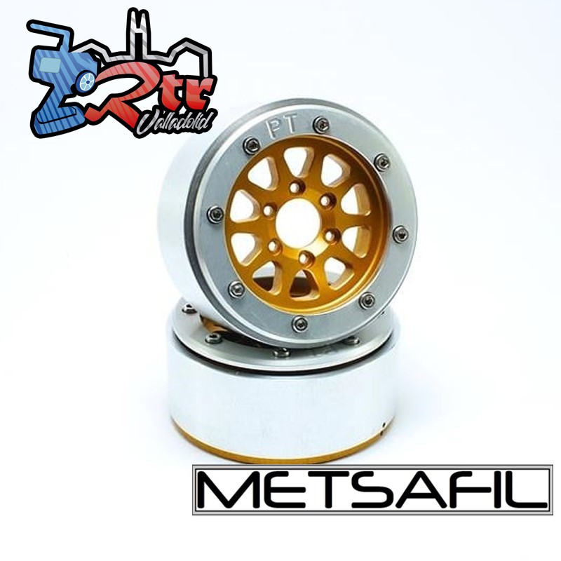 Llantas Metsafil 1.9 beadlock PT-Gear Oro/Plata (2 Unidades)