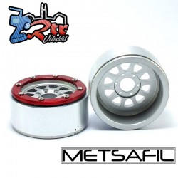 Llantas Metsafil 1.9 beadlock PT-Gear Plata/Rojo (2 Unidades)