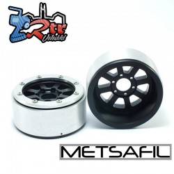 Llantas Metsafil 1.9 beadlock PT-Gear Negro/Plata (2 Unidades)