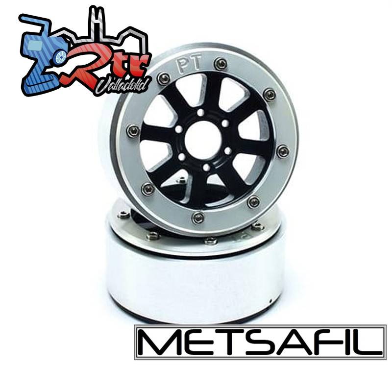 Llantas Metsafil 1.9 beadlock PT-Gear Negro/Plata (2 Unidades)