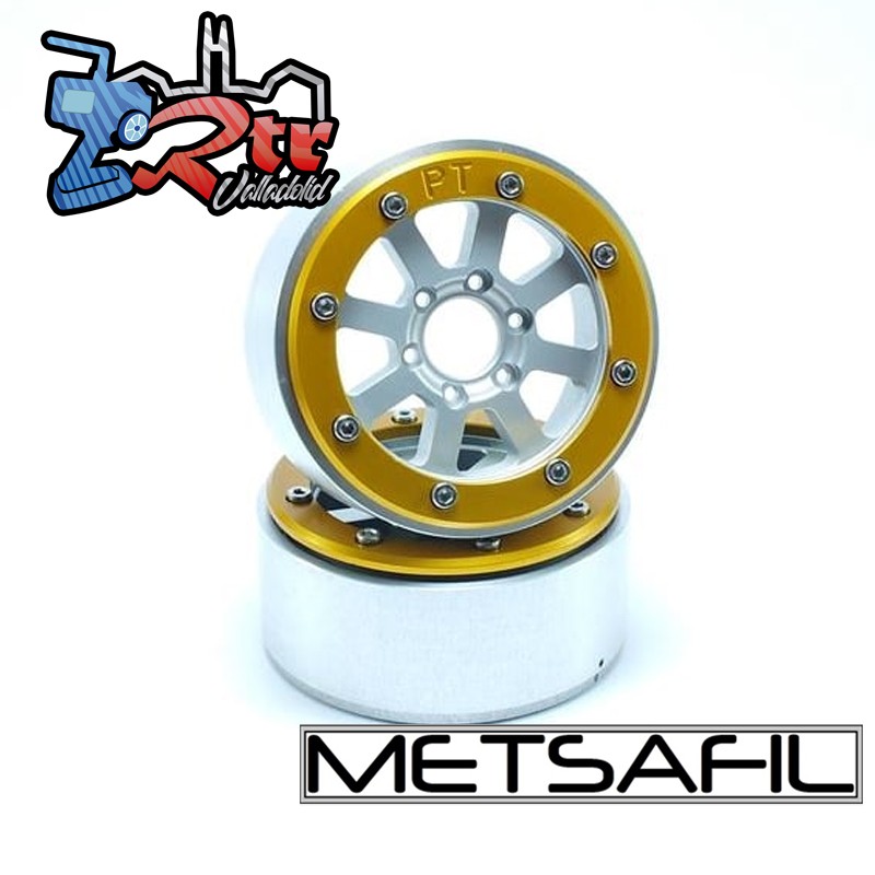 Llantas Metsafil 1.9 beadlock PT-Gear Plata/Oro (2 Unidades)