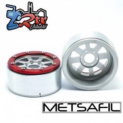 Llantas Metsafil 1.9 beadlock PT-Gear Plata/Rojo (2 Unidades)