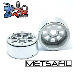 Llantas Metsafil 1.9 beadlock PT-Gear Plata/Plata (2 Unidades)