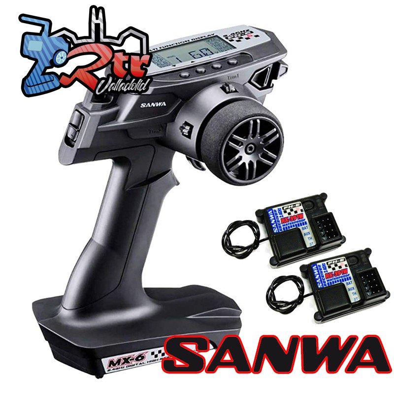 Radio Sanwa MX-6 FH-E Transmitter + 2 x Receptor RX391W Waterproft