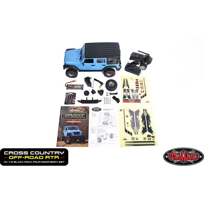 RC4WD Cross Country off Road RTR 4WD 1/ 10 Cuerpo Black Rock de 4 puertas en azul y negro